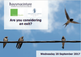 Are You Considering An Exit? Breakfast Seminar: September 2017